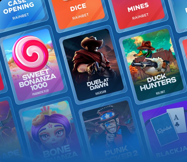 Rainbet casino lobby with Originals and slot game covers